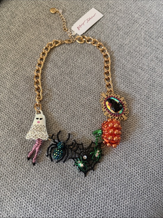 Betsey Johnson Jewelry - Betsey Johnson Gold Halloween Charm Necklace with Orange, Black & White Accents